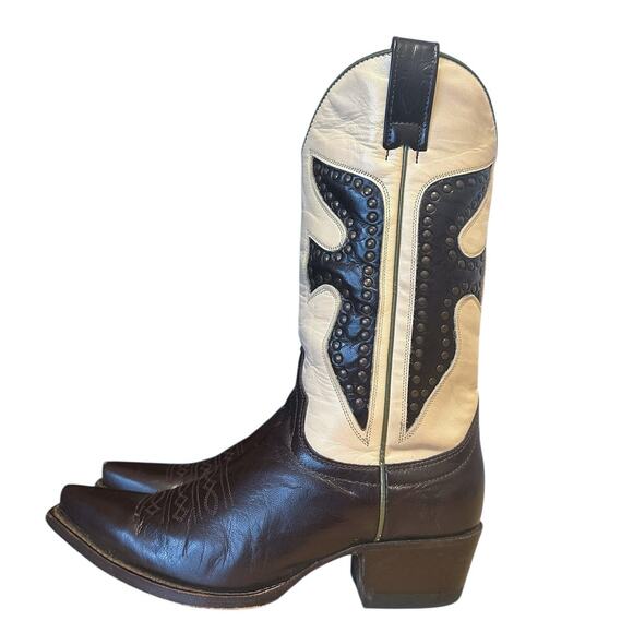 Frye Vintage Daisy Dukes Brown Leather Pointed Toe Cowgirl Boots Size 7.5 - Picture 2 of 10